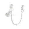 Brass Pave Clear Cubic Zirconia European Safety Chains with Charms KK-L236-15D-S-1