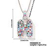 Brass Pave Colorful Cubic Zirconia Letter Pendant Box Chain Necklaces NU0575-34-1