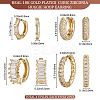 4 Pairs 4 Style Clear Cubic Zirconia Rectangle Hoop Earrings EJEW-BBC0001-19-2