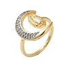 Brass Micro Pave Cubic Zirconia Cuff Rings for Women RJEW-G325-05GP-1
