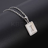 Rectangle Stainless Steel Pave Natural White Shell Pendant Necklaces FS-WG3D812-09-1