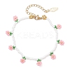 Floral Glass Seed Bead Charm Bracelets for Women BJEW-MZ00306-01-2