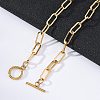 Unisex PVD Vacuum Plating 304 Stainless Steel Paperclip Chain Necklaces NJEW-H215-02G-2