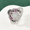 Brass Micro Pave Colorful Cubic Zirconia Cuff Rings RJEW-P155-03P-1