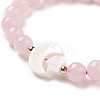 Natural Rose Quartz & Synthetic Hematite Stretch Bracelet BJEW-M236-01J-3