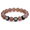 Natural Grey Agate Round Beaded Stretch Bracelet BJEW-SW00077-11-1