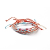 4Pcs 4 Style Alloy & Glass Braided Bead Bracelets Set BJEW-B065-09B-1