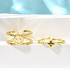 2Pcs 2 Styles Brass Micro Pave Cubic Zirconia Cuff Rings for Women RJEW-S399-03G-2