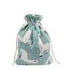 Printed Cotton Imitation Burlap Packing Pouches Drawstring Bags PW-WG7B662-07-1