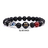 Natural Dyed & Heated Black Agate & Carnelian Stretch Bracelets PW-WG62314-01-1