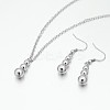 Gourd 304 Stainless Steel Pendant Necklaces and Dangle Earrings Jewelry Sets SJEW-N026-03-2