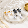 4 PC 2 Colors Stainless Steel Square Stud Earrings EJEW-GO0003-14-4