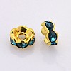 Brass Rhinestone Spacer Beads RB-A014-L6mm-06G-2