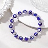 Handmade Evil Eye Lampwork Round Beads Stretch Bracelets for Women BJEW-JB13381-1