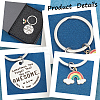 4Pcs 4 Styles  Teacher's Day Stainless Steel Flat Round with Word Pendant Keychain KEYC-GF0001-11-6