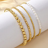4Pcs 4 Styles Brass & Imitation Pearl Beads Stretch Bracelet Set for Women SD2204-1-1