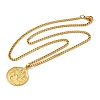 Brass Clear Cubic Zirconia Curb Chain Constellation Pendant Medal Necklaces for Women LS-NJEW-U010-01G-12-2