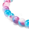 Natural White Jade Round Beaded Stretch Bracelet BJEW-JB07968-5