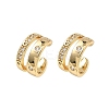 Two-layer C-Shaped Brass Micro Pave Clear Cubic Zirconia Cuff Earrings LS-EJEW-L316-01G-04-4