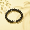 Natural Lava Rock Stretch Bracelet with Alloy Cross BJEW-JB08192-04-2