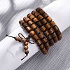 Wood Round Beads Wrap Bracelets LS-BJEW-U041-02B-1