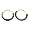 Beaded Hoop Earrings X-EJEW-JE03830-04-4
