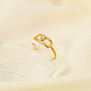 Fashionable Stainless Steel Clear Cubic Zirconia Hollow Rectangle Cuff Rings for Women XE1808-3