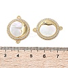Brass Micro Pave Cubic Zirconia Flat Round with Moon Face Connector Charms KK-U070-07G-3
