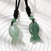 Natural Mixed Stone Fish Pendant Black Nylon Cord Necklaces NJEW-G185-01-3