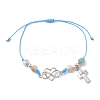 Natural Dyed White Jade Braided Bead Bracelets BJEW-JB09823-01-1