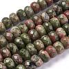 Faceted Natural Unakite Rondelle Beads Strands G-K090-10-2