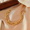 304 Stainless Steel Oval Link Chain Bracelets for Women BJEW-C104-01D-G-1