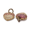 Brass Micro Pave Medium Violet Red & Clear Cubic Zirconia Charms ZIRC-G166-25G-A-3