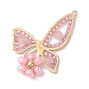 Natural Rose Quartz & Glass Seed Beads Pendants PALLOY-MZ00309-1