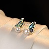 Brass Cubic Zirconia & Abalone Shell & Imitation Pearl Jewelry Set FS-WG1B634-01-4