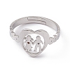 Non-Tarnish 201 Stainless Steel Heart with Lovers Adjustable Ring for Valentine's Day RJEW-K238-11P-1