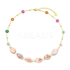 Dyed Natural Freshwater Shell Oval Beaded Necklaces NJEW-JN06336-3