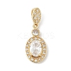 Oval Brass Micro Pave Cubic Zirconia Pendants KK-M326-15G-1