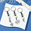 3Pcs Synthetic Coral & Wood & Alloy Keychain KEYC-JKC01007-5