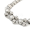 Non-Tarnish 304 Stainless Steel Rectangle & Round Ball Link Chain Bracelets BJEW-S153-03P-2