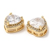 Brass and Clear Cubic Zirconia Pendants ZIRC-Q202-02G-2