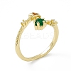 Colorful Cubic Zirconia Double Star Open Cuff Ring RJEW-F129-07G-1
