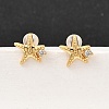 Brass Micro Pave Clear Cubic Zirconia Stud Earrings EJEW-C158-13A-G-1