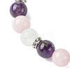 8.5mm Natural Rose Quartz & Quartz Crystal & Amethyst Round Beaded Stretch Bracelets for Women BJEW-JB10737-3