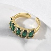 Brass Micro Pave Cubic Zirconia Cuff Open Rings for Women RJEW-L343-16G-03-3