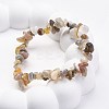 Natural Botswana Agate Chip Beaded Stretch Bracelets for Women Men BJEW-L038-01C-2