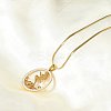 201 Stainless Steel Crystal Rhinestone Ring with Mermaid Pendant Necklaces for Women NJEW-P327-02G-3
