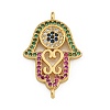 Rack Plating Brass Micro Pave Cubic Zirconia Religion Hamsa Hand Connector Charms KK-C074-55G-01-1