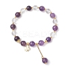 Natural Quartz Crystal & Amethyst Round Beaded Stretch Bracelets BJEW-JB11935-03-1