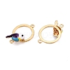 Rack Plating Alloy Colorful Enamel Ring with Bird Links Connector Charms ENAM-N056-390KCG-2